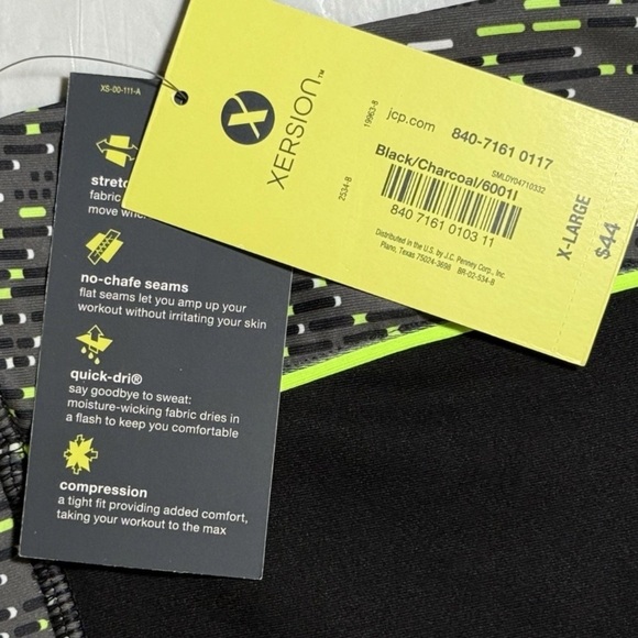 NWT Xersion Women's Black Neon Green Capri Workout Yoga Pants Size XL 36 X 20 - Picture 6 of 10